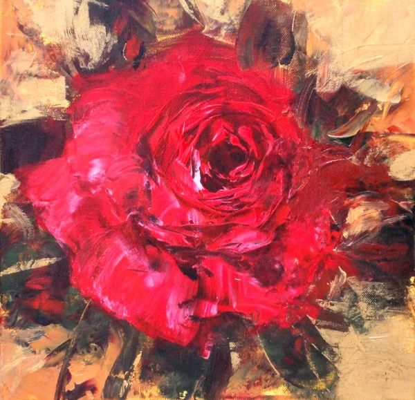 Rose rosse, pittura fatta a mano — Foto Stock