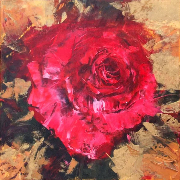 Червоні троянди, картина ручної роботи — стокове фото