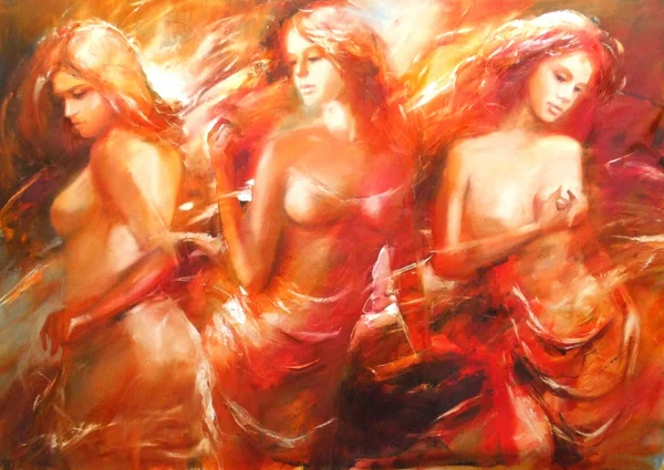 Female figures handmade painting — Stock Photo, Image