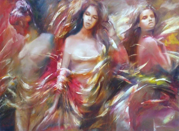 Female figures handmade painting — Stock Photo, Image