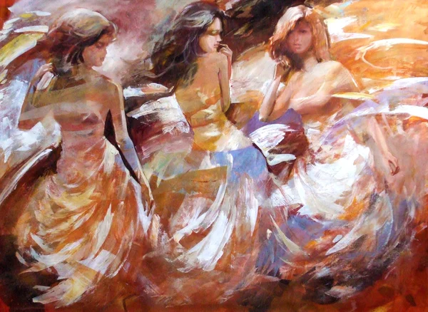 Female figures handmade painting — Stock Photo, Image