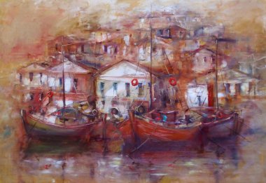 Gemiler Adası Harbor, el yapımı boyama