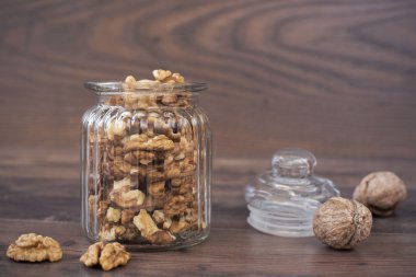 Ceviz ahşap zemin ile Cam Kavanoz