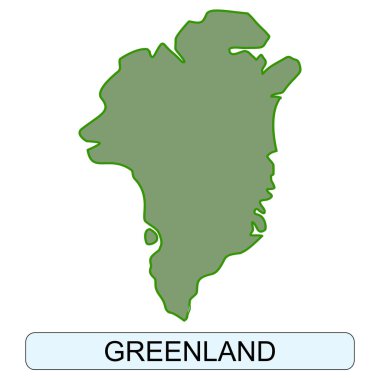 Grönland haritası siluet simgesi, yeşil vektör ada ana hatları beyaz arka plan düz tasarım izole