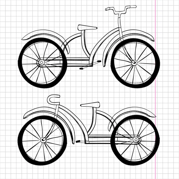 Conjunto de bicicletas doodle, excelente ilustração vetorial, EPS 10 — Vetor de Stock