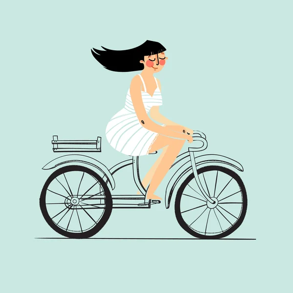 Ragazza in bicicletta — Vettoriale Stock