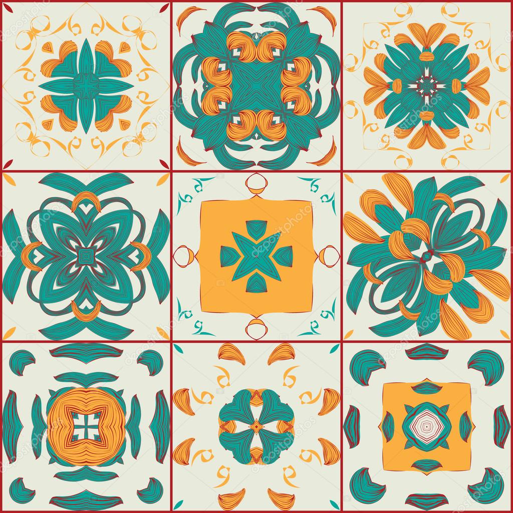 Seamless pattern from the 9 arabic tiles