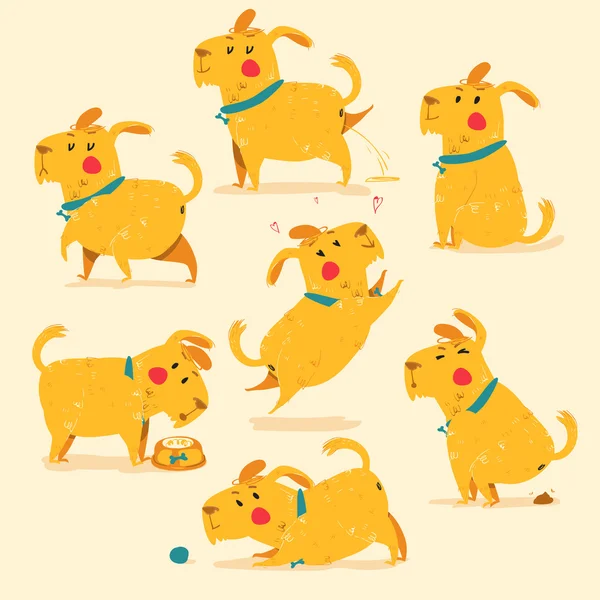Cartoon Dog poses. Vector illustration. Isolaed — Stock Vector