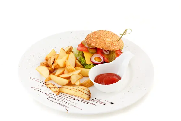 Burger patates ve ketçap