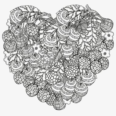 Sanatsal kiraz ile Desen. Siyah beyaz