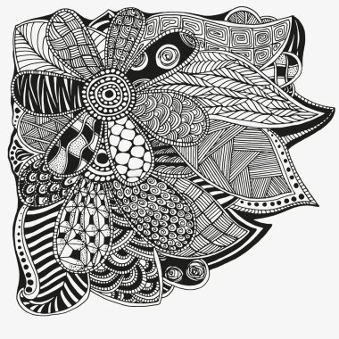 Çiçek doodle. Siyah-beyaz desen