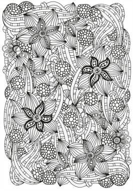 Boyama kitabı için desen. Etnik, çiçek, retro, doodle, aşiret tasarım öğesi.