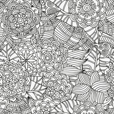 Boyama kitabı için desen. Etnik, çiçek, retro, doodle, aşiret tasarım öğesi.
