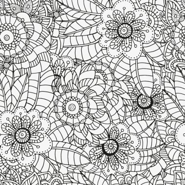 Boyama kitabı için desen. Etnik, çiçek, retro, doodle, aşiret tasarım öğesi.