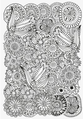 Boyama kitabı için desen. Etnik, çiçek, retro, doodle, aşiret tasarım öğesi.