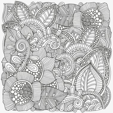 Boyama kitabı için desen. Etnik, çiçek, retro, doodle, aşiret tasarım öğesi.