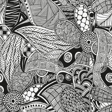 Boyama kitabı için desen. Etnik, çiçek, retro, doodle, aşiret tasarım öğesi.