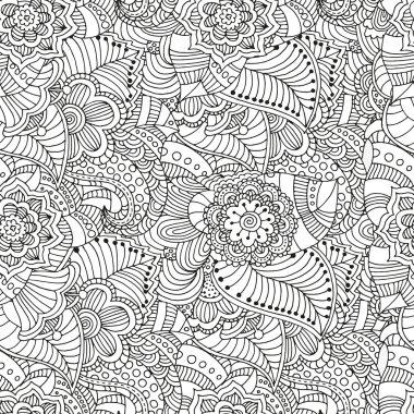 Boyama kitabı için desen. Etnik, çiçek, retro, doodle, aşiret tasarım öğesi.