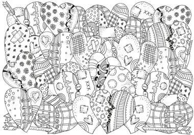 Kalpler doodle tasarım öğeleri