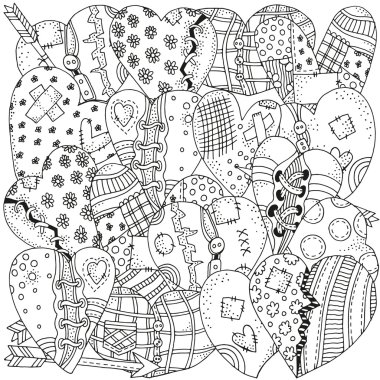 Kalpler doodle tasarım öğeleri