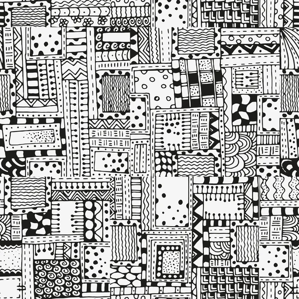 Seamless pattern with abstract figures. Black and white background. — Stock Vector