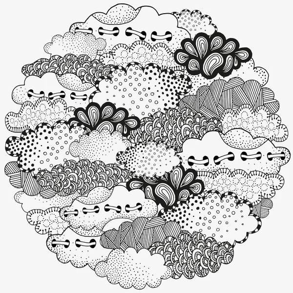 Kunst Hintergrund mit abstrakten Wolken. Muster für Malbuch. — Stockvektor