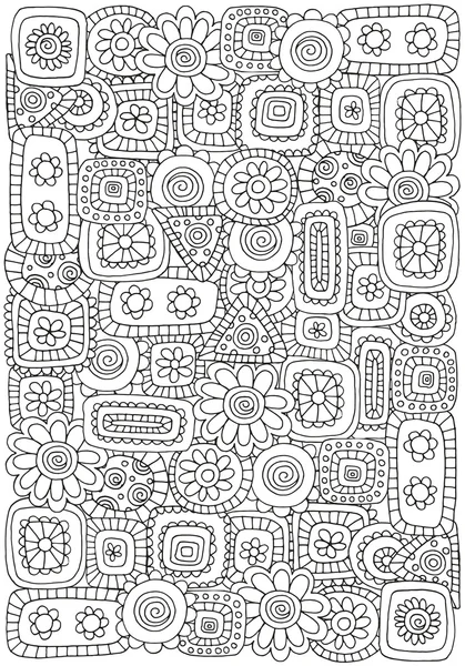 Floral doodle. Black and white pattern — Stock Vector