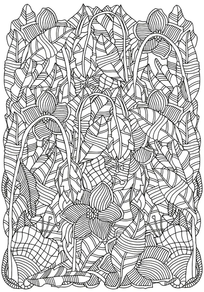 Цветочные каракули. Черно-белый узор — стоковый вектор