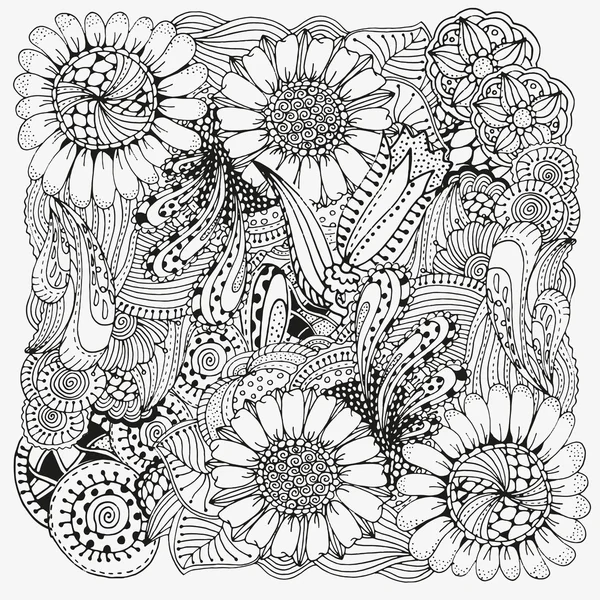 Nahtlose florale Doodle Hintergrund — Stockvektor