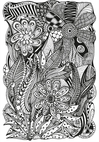 Modèle pour livre à colorier. Ethnique, floral, rétro, doodle, élément de design tribal . — Image vectorielle