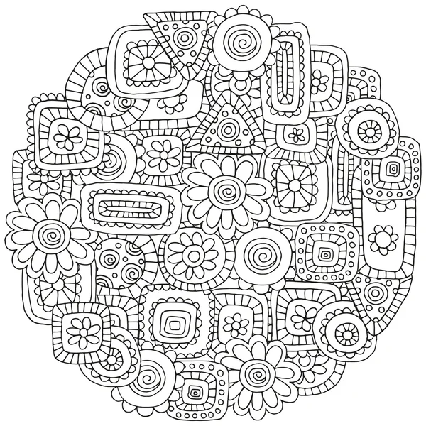 Modèle pour livre à colorier. Ethnique, floral, rétro, doodle, élément de design tribal . — Image vectorielle