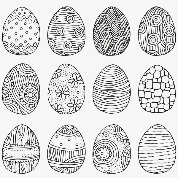 Pattern with Easter eggs. Black and white pattern. — Stockový vektor