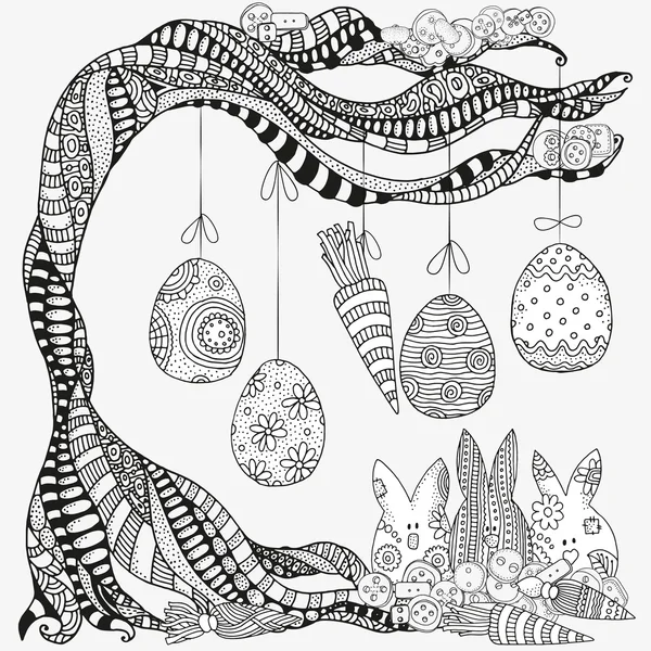Modèle de Pâques noir et blanc — Image vectorielle