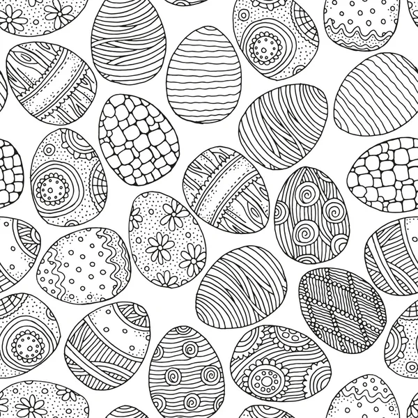 Pattern with Easter eggs. Black and white pattern. — Stockový vektor