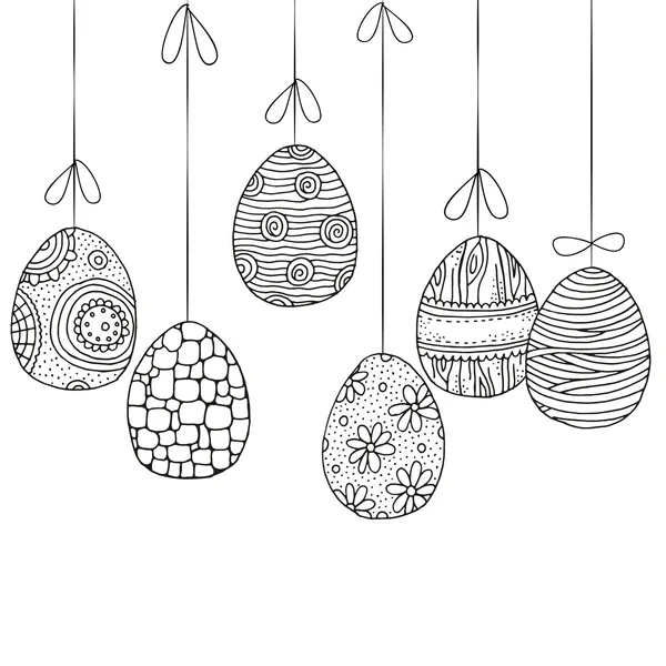 Pattern with Easter eggs. Black and white pattern. — Stockový vektor