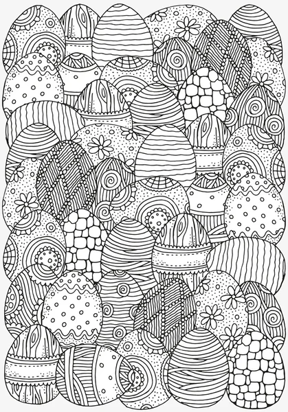 Pattern with Easter eggs. Black and white pattern. — 图库矢量图片