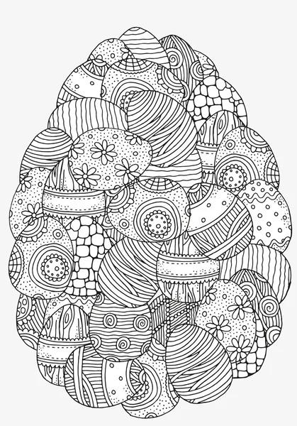 Pattern with Easter eggs. Black and white pattern. — Stock vektor