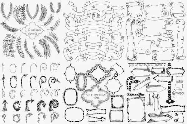 Conjunto de elementos de diseño dibujados a mano . — Archivo Imágenes Vectoriales