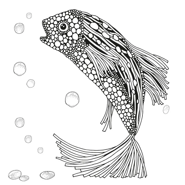 흑인과 백인 손으로 그려진된 귀여운 물고기 — 스톡 벡터