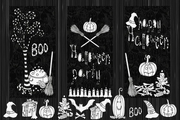 Símbolos Halloween. Patrón para colorear libro — Archivo Imágenes Vectoriales