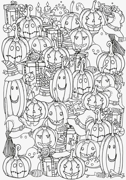 Cadılar Bayramı sembolleri. Boyama kitabı için desen