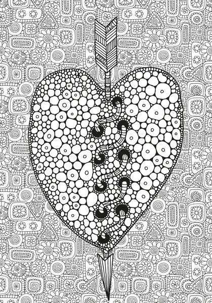Corações doodle elementos de design — Vetor de Stock