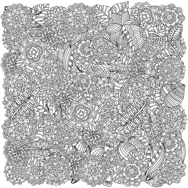 Naadloze bloemen doodle achtergrond — Stockvector