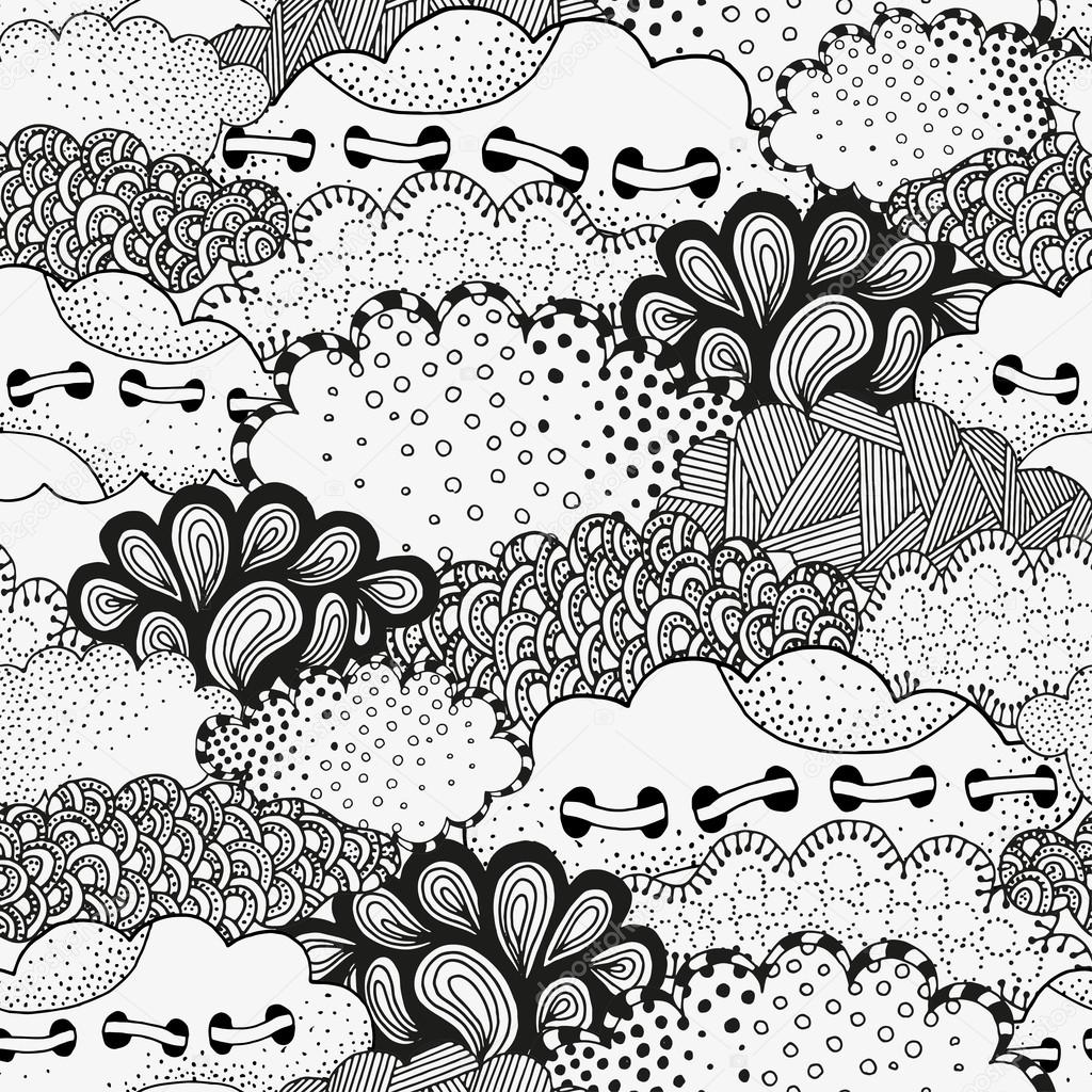 Art background with abstract clouds. Pattern for coloring book.