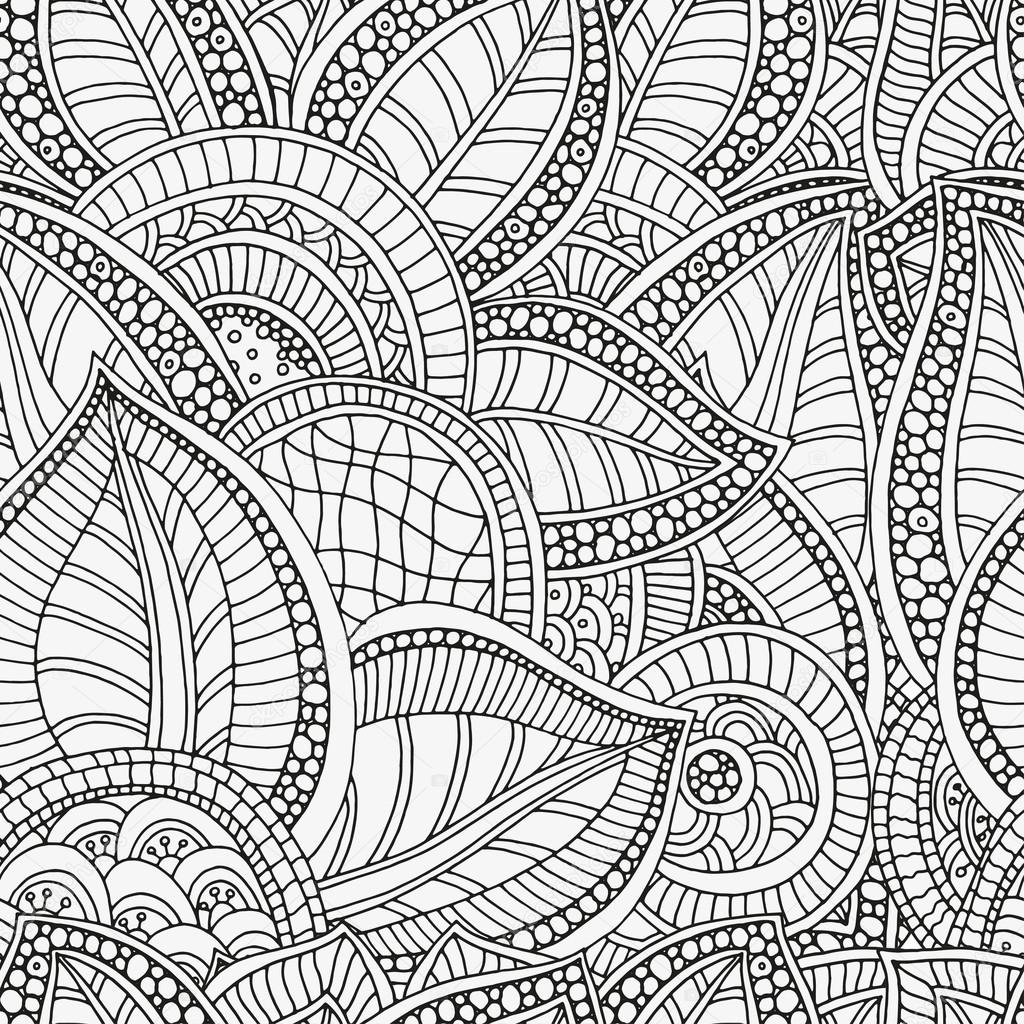 Pattern for coloring book. Ethnic, floral, retro, doodle, tribal design element.