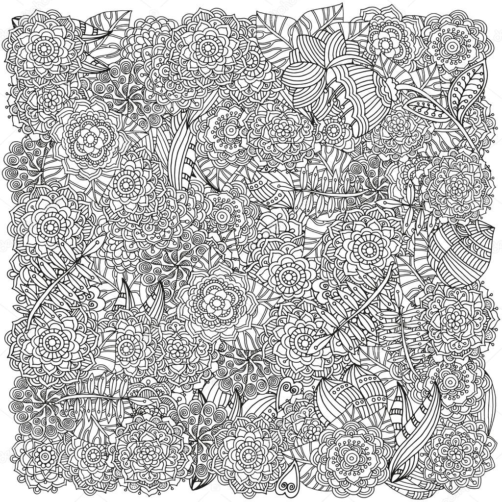 Seamless floral doodle background