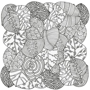 çiçek doodle arka plan deseni sonbahar yaprakları ile