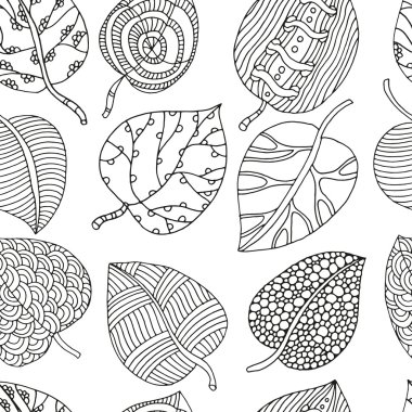 çiçek doodle arka plan deseni sonbahar yaprakları ile