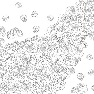 Gül ile Seamless modeli. Siyah ve beyaz arka plan