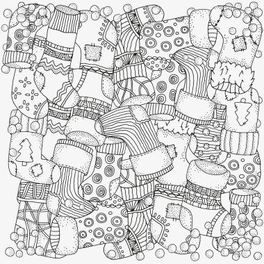 Desen Noel çorap. Siyah ve beyaz